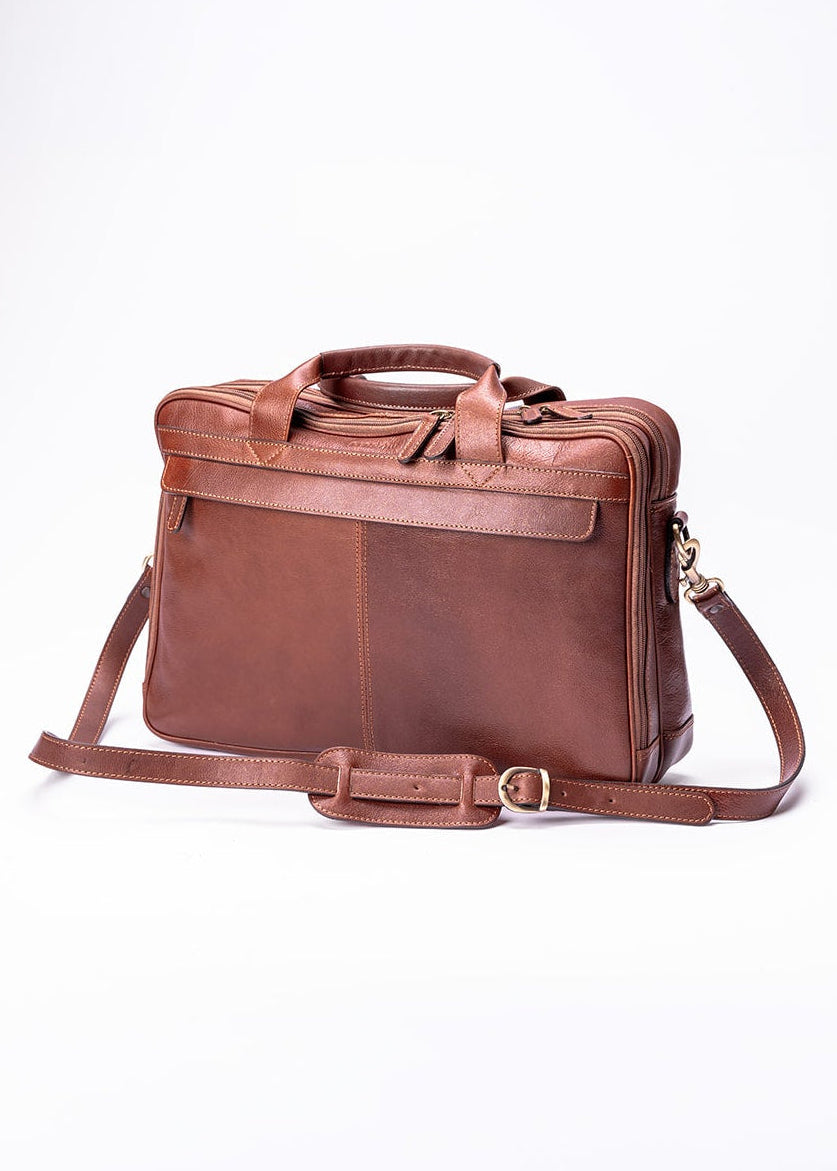 FERROW briefcase brown full-grain calfskin