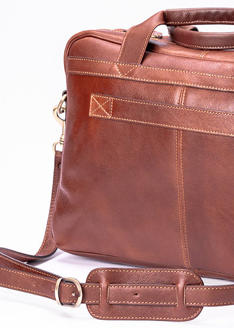 FERROW briefcase brown full-grain calfskin