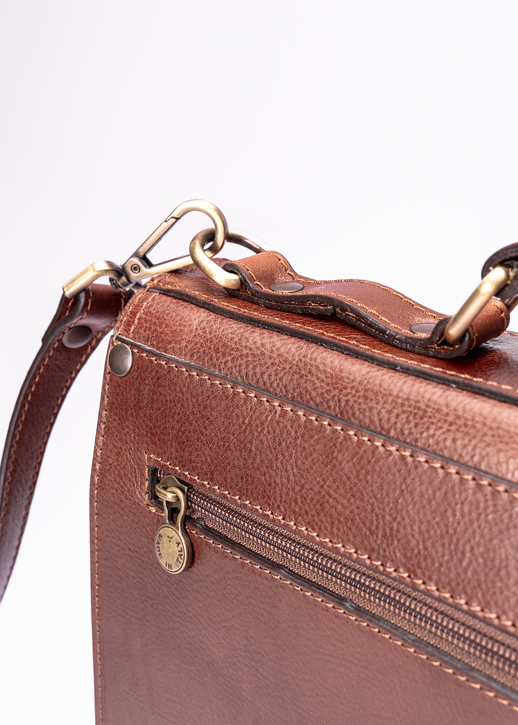 FERROW briefcase brown full-grain leather