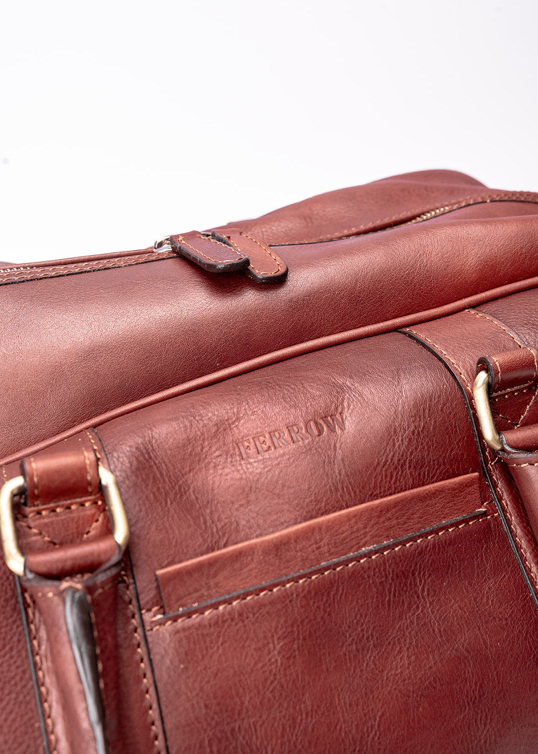 FERROW travel bag brown full-grain calfskin