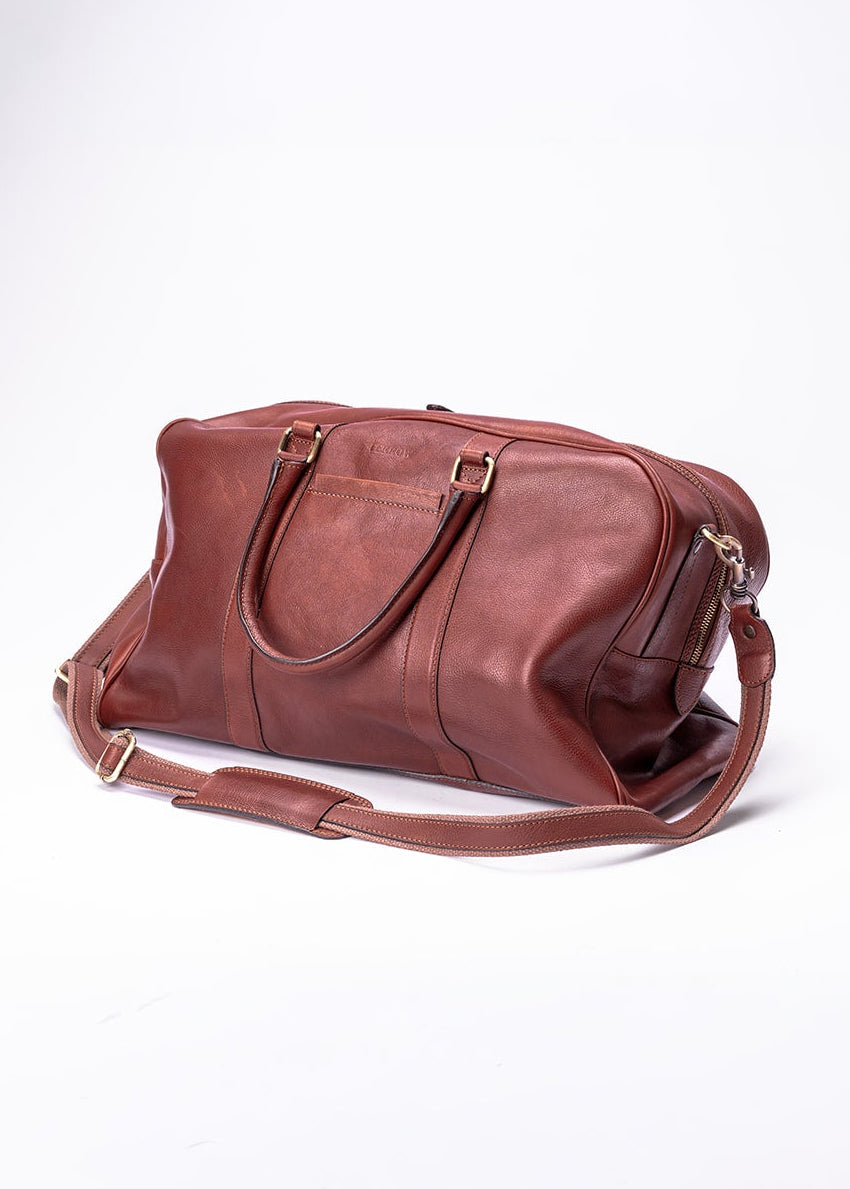 FERROW travel bag brown full-grain calfskin