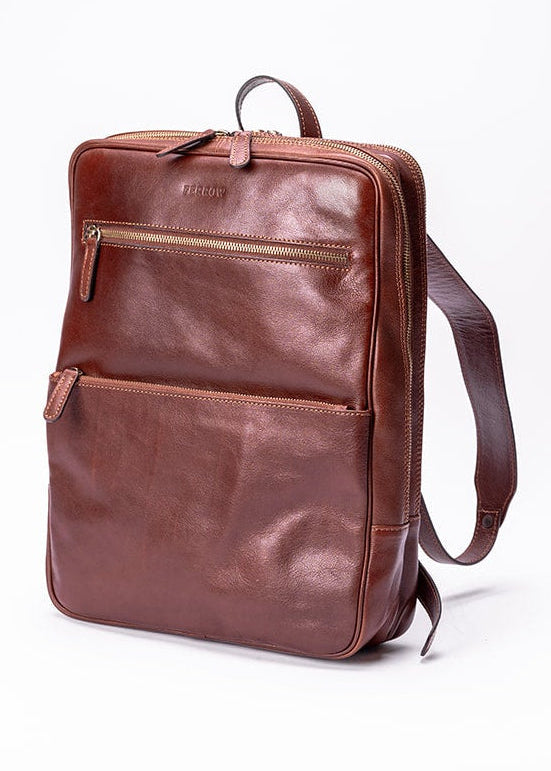 FERROW backpack brown full-grain calfskin