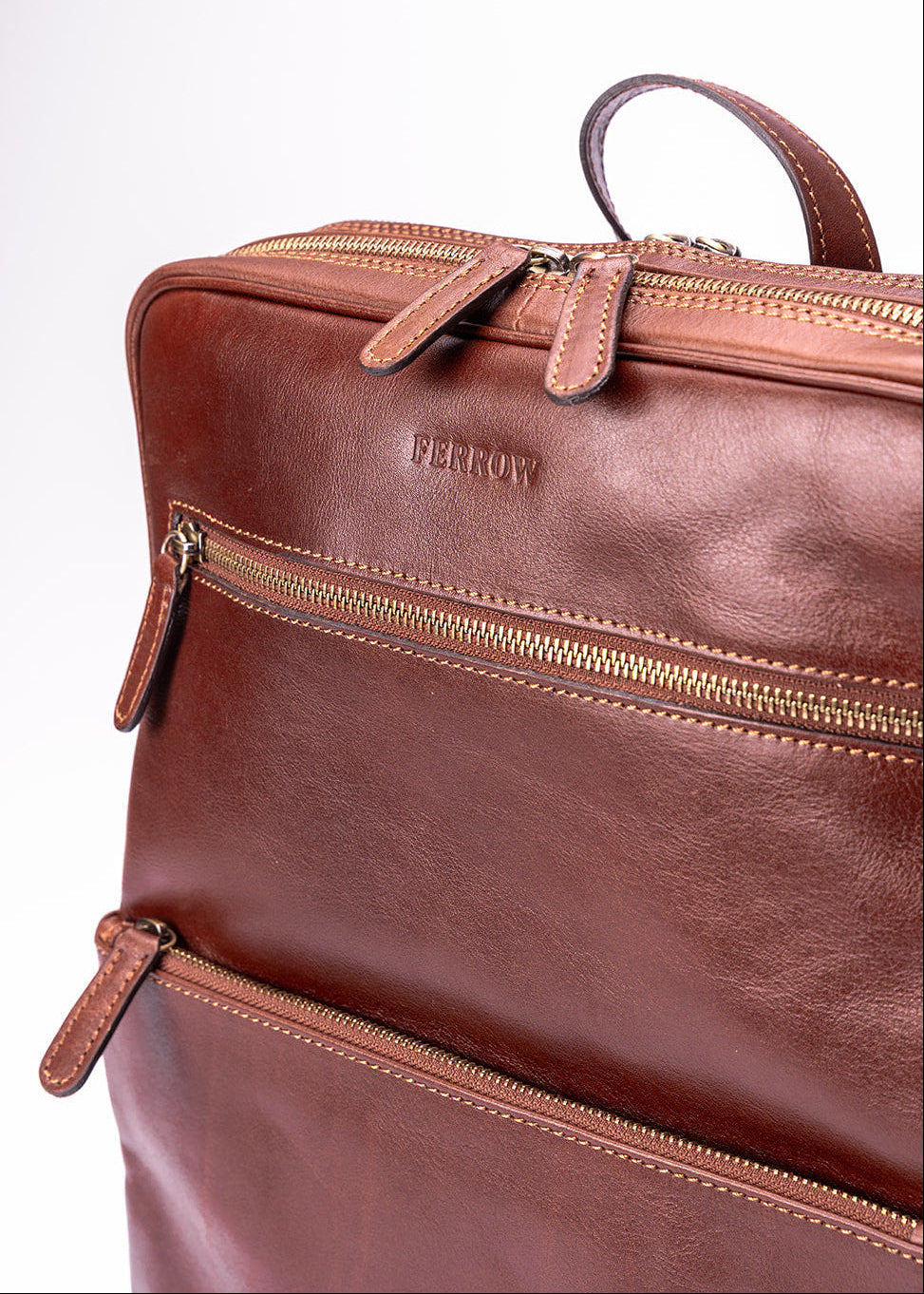FERROW backpack brown full-grain calfskin