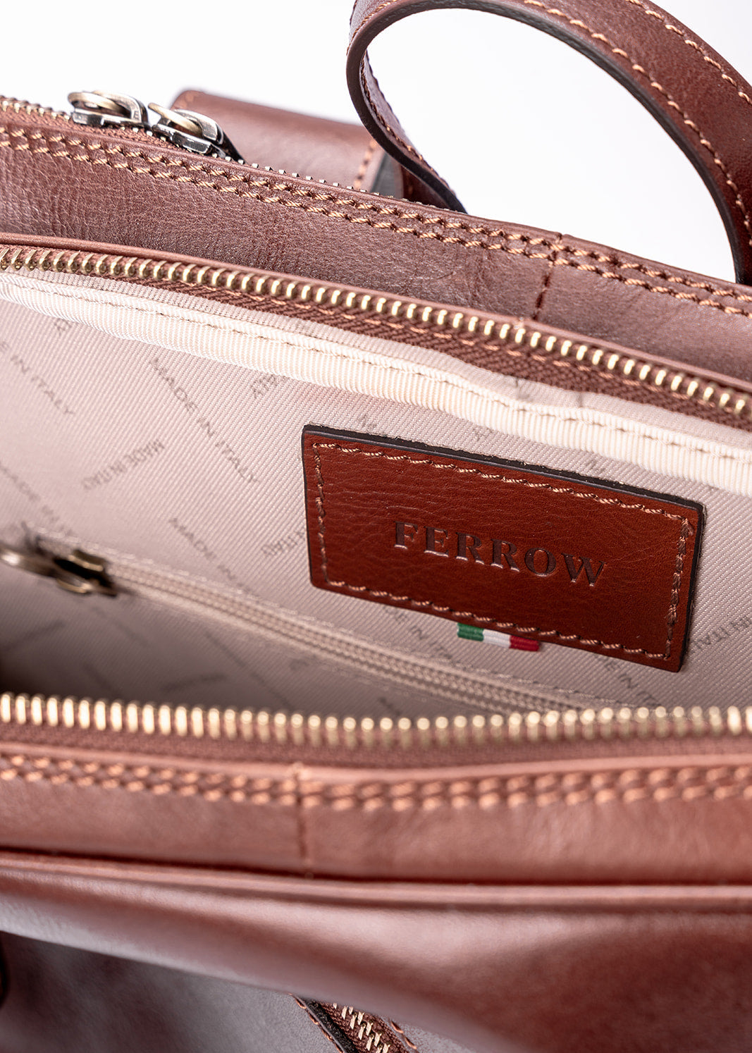 FERROW backpack brown full-grain calfskin