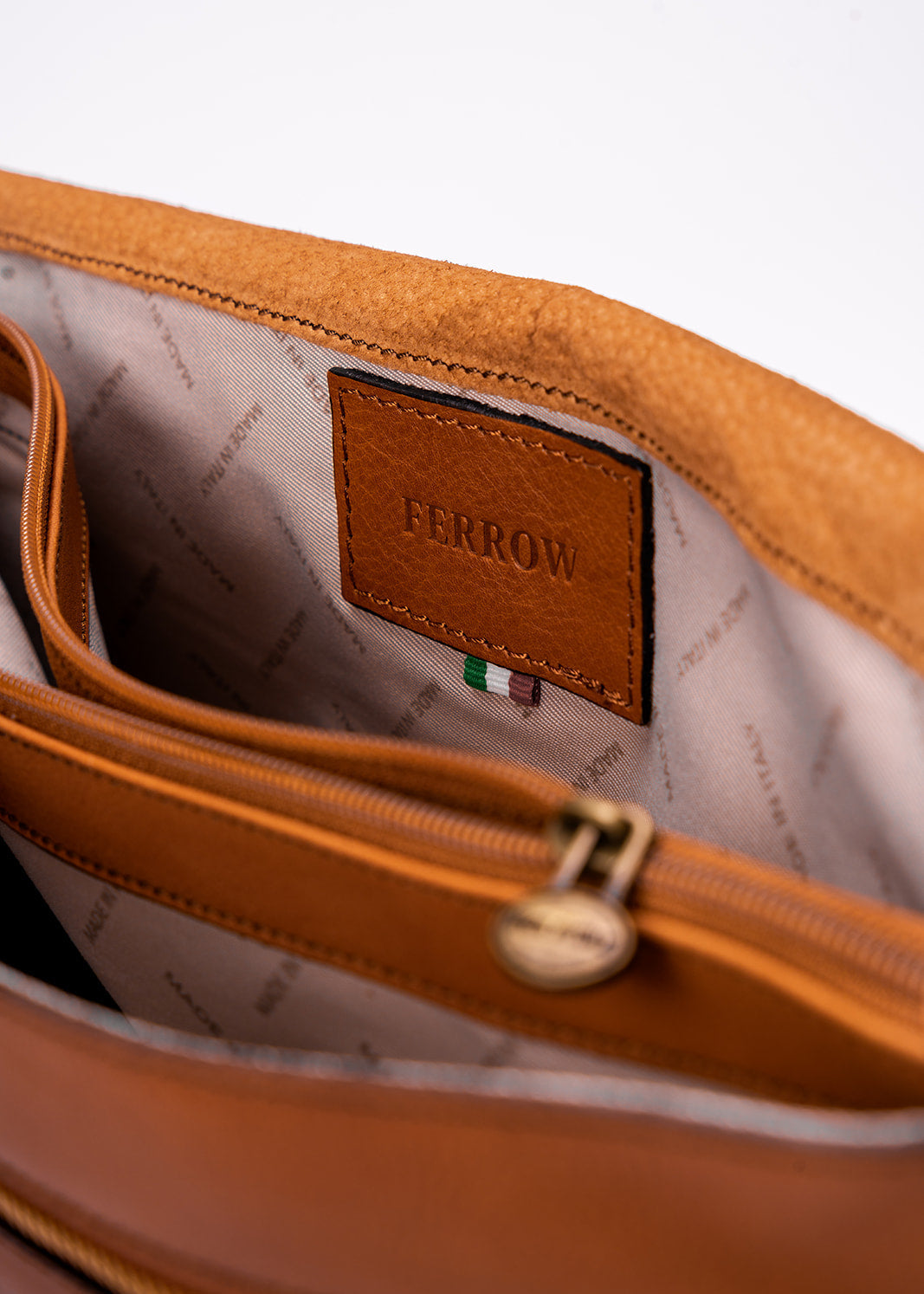 FERROW messenger bag brown full-grain calfskin