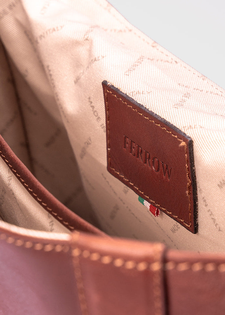 FERROW messenger bag brown full-grain calfskin