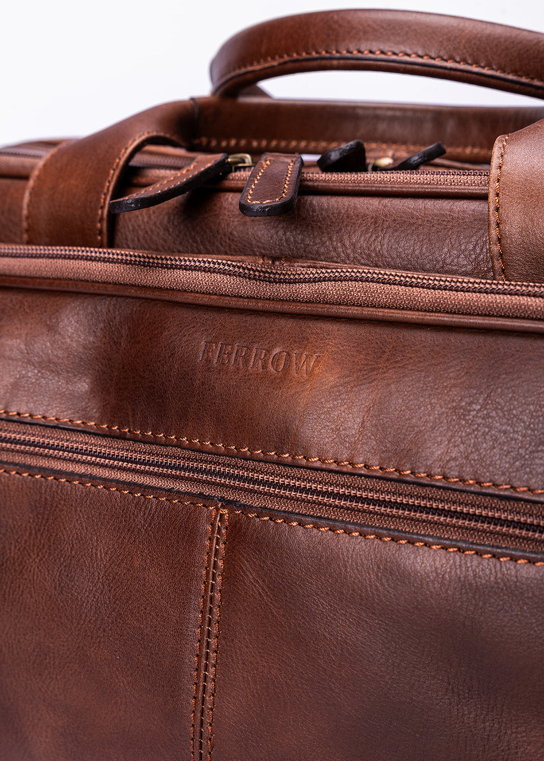 FERROW briefcase chestnut full-grain leather