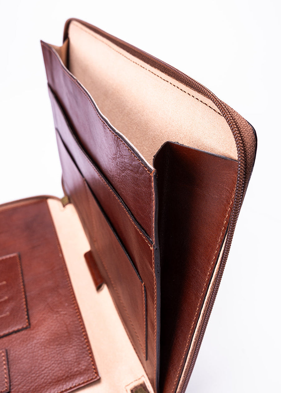 FERROW folio brown full-grain calfskin