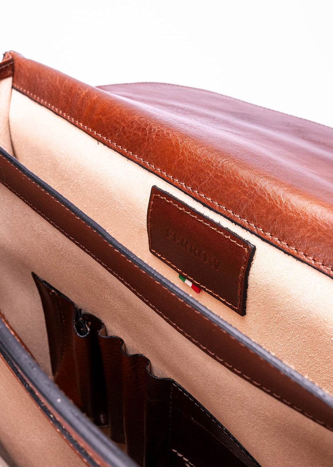 FERROW briefcase brown full-grain leather