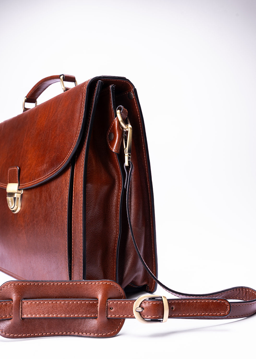 FERROW briefcase brown full-grain leather