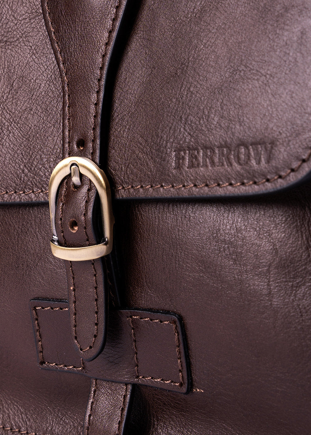 FERROW briefcase dark brown full-grain calfskin leather