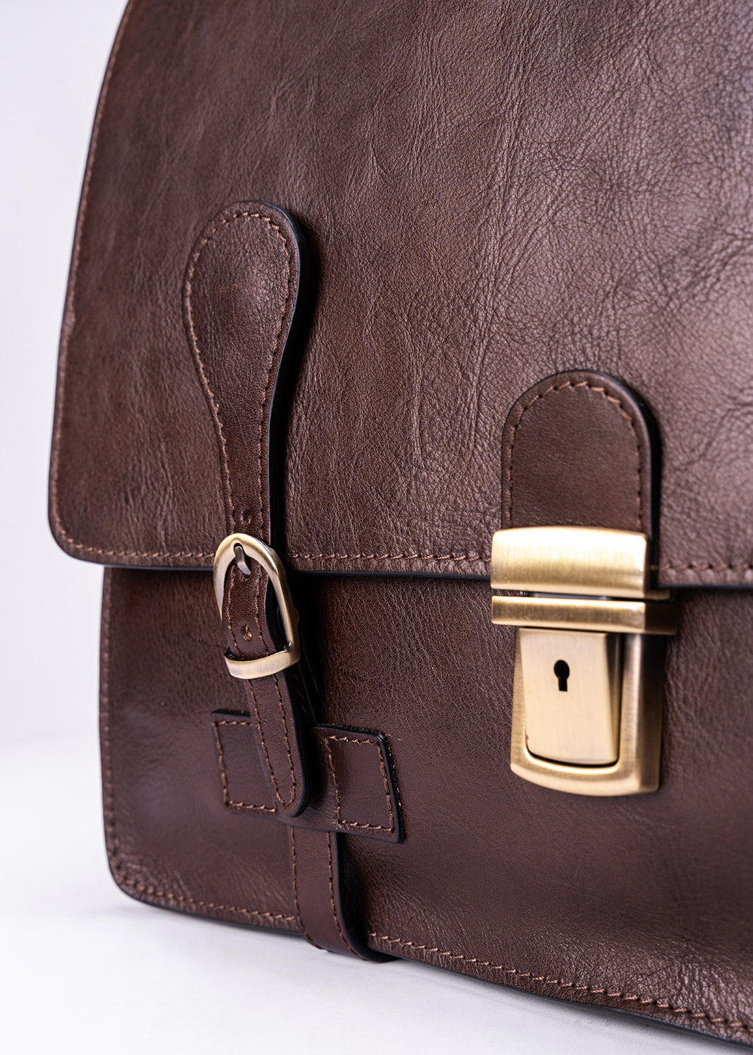 FERROW briefcase dark brown full-grain calfskin leather