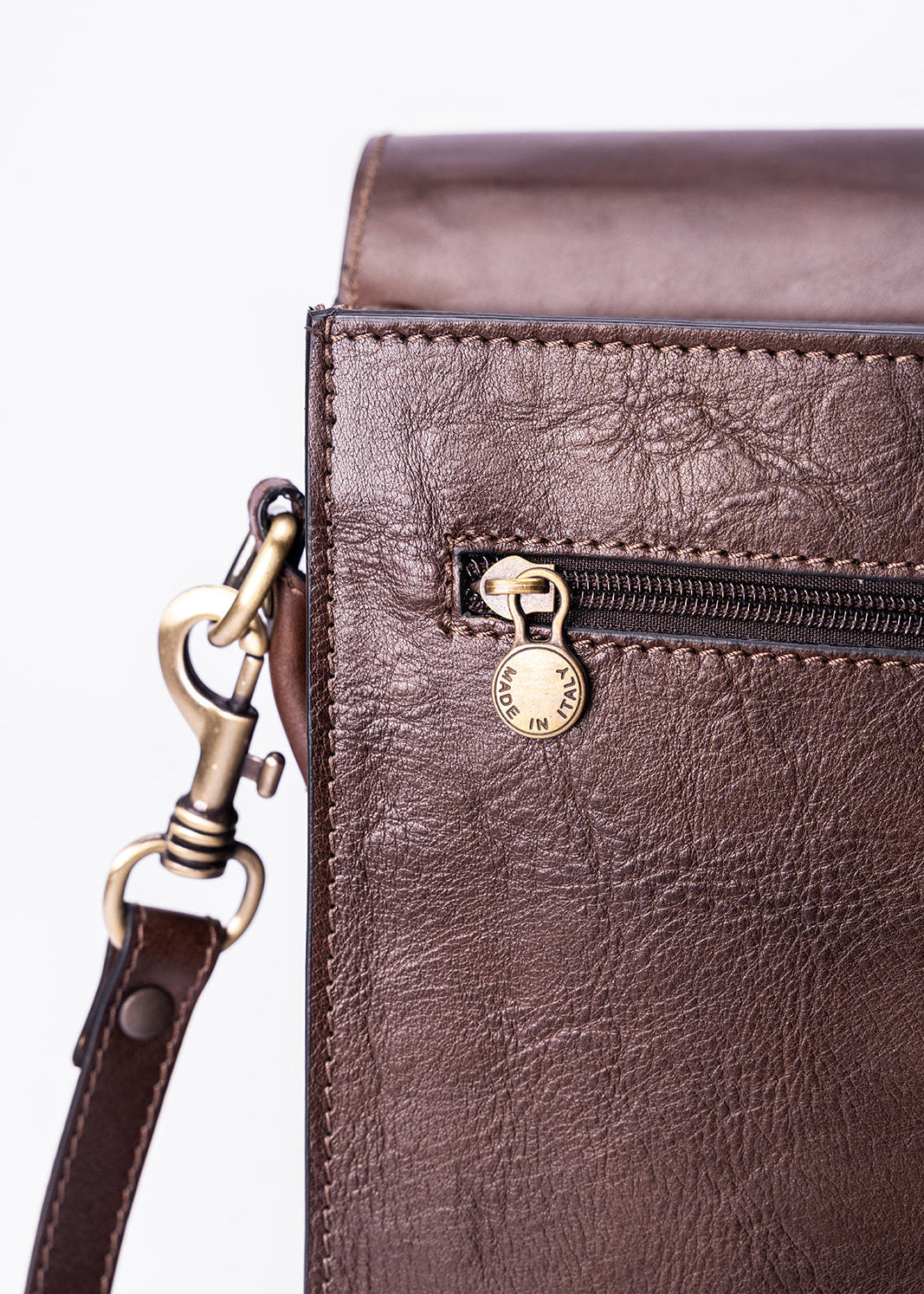 FERROW briefcase dark brown full-grain calfskin leather