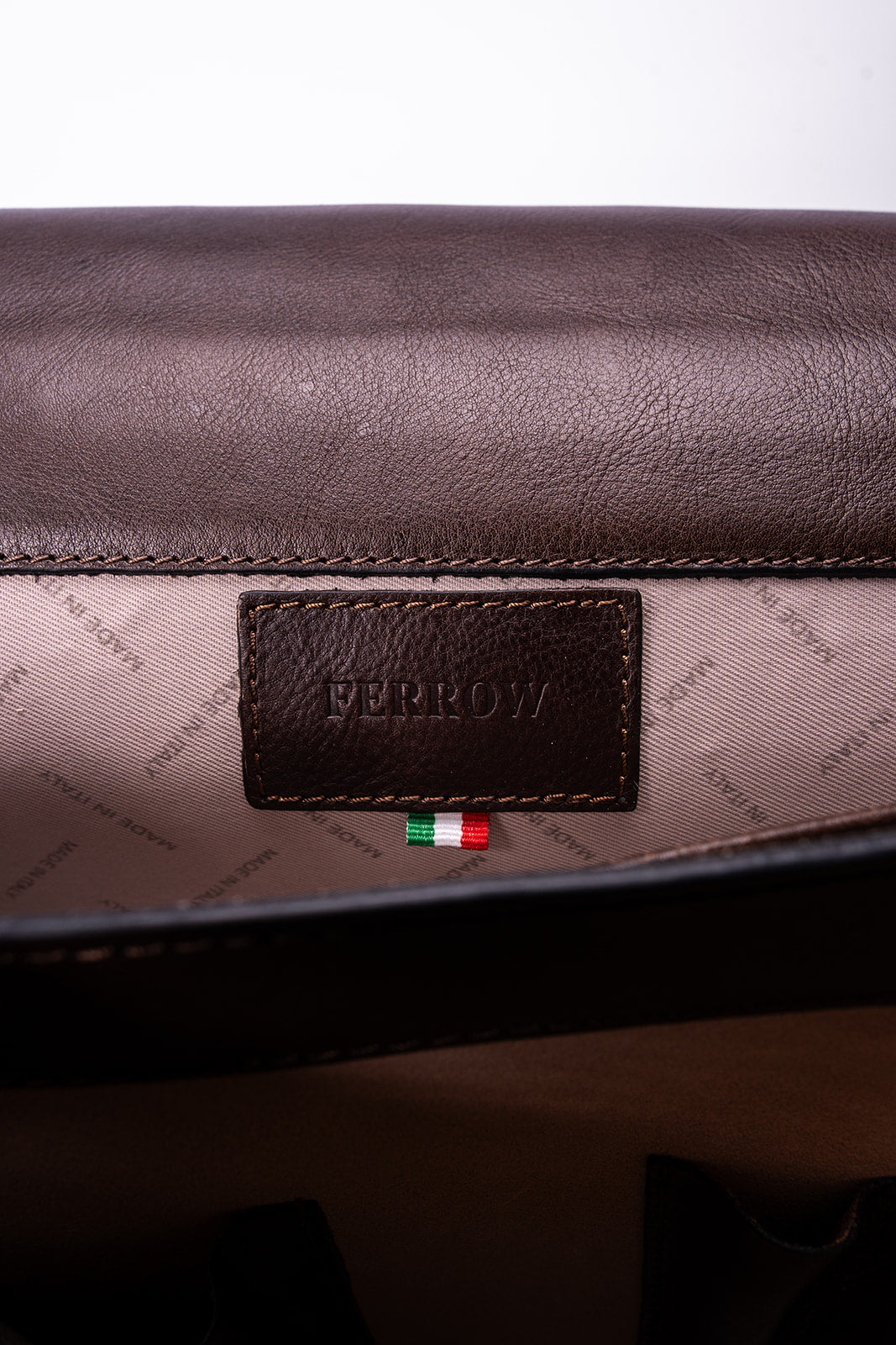 FERROW briefcase dark brown full-grain calfskin leather