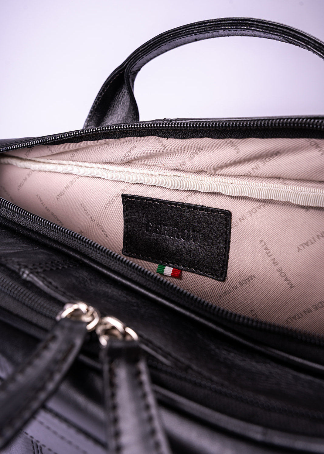 FERROW briefcase black full-grain calfskin