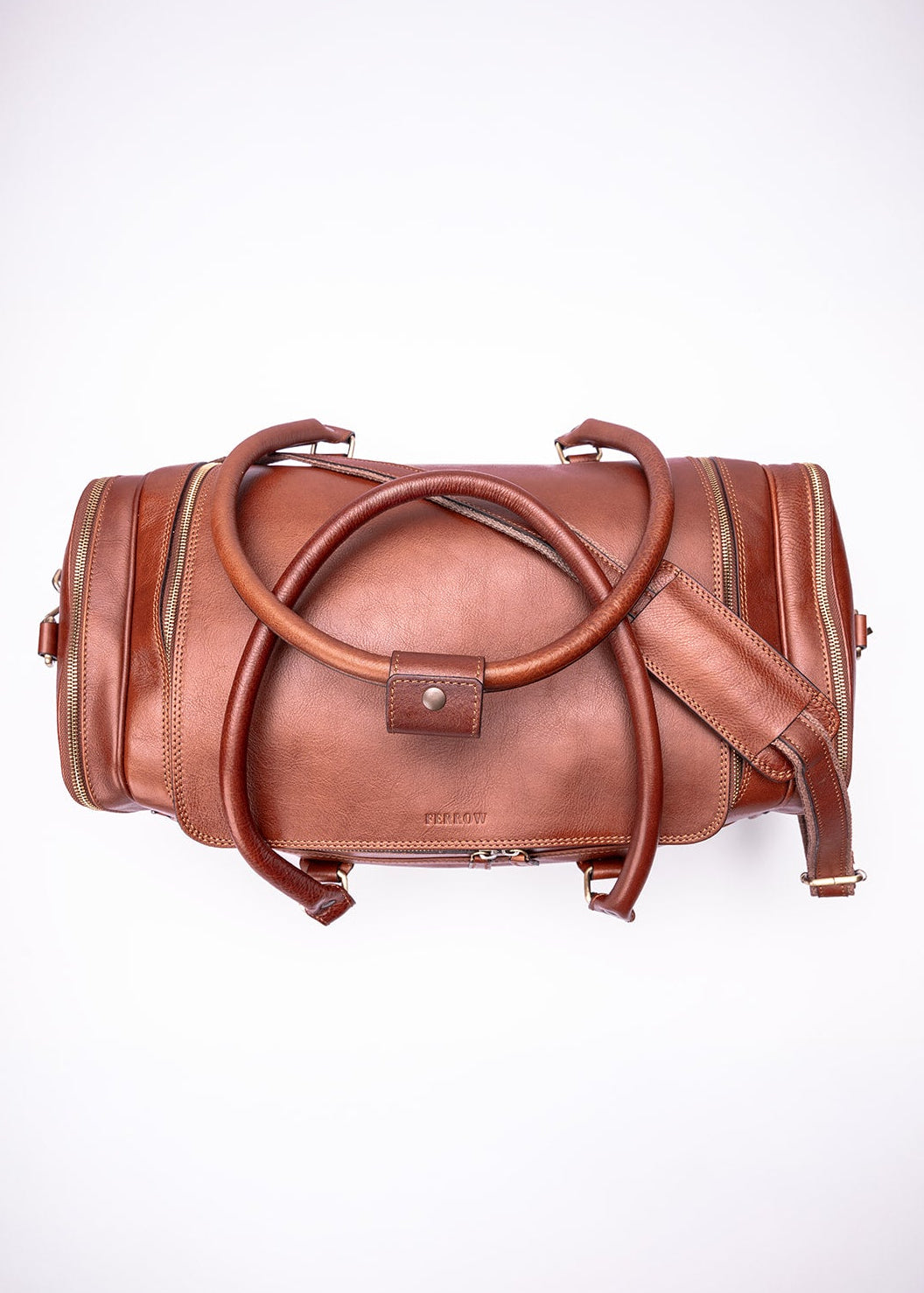 FERROW travel bag brown full-grain leather
