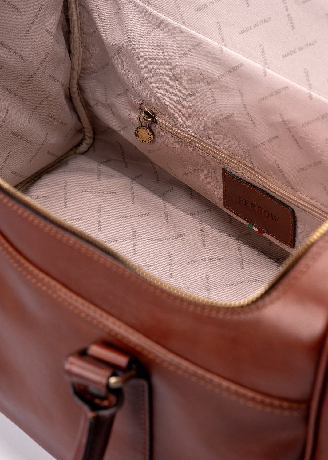 FERROW travel bag brown full-grain leather