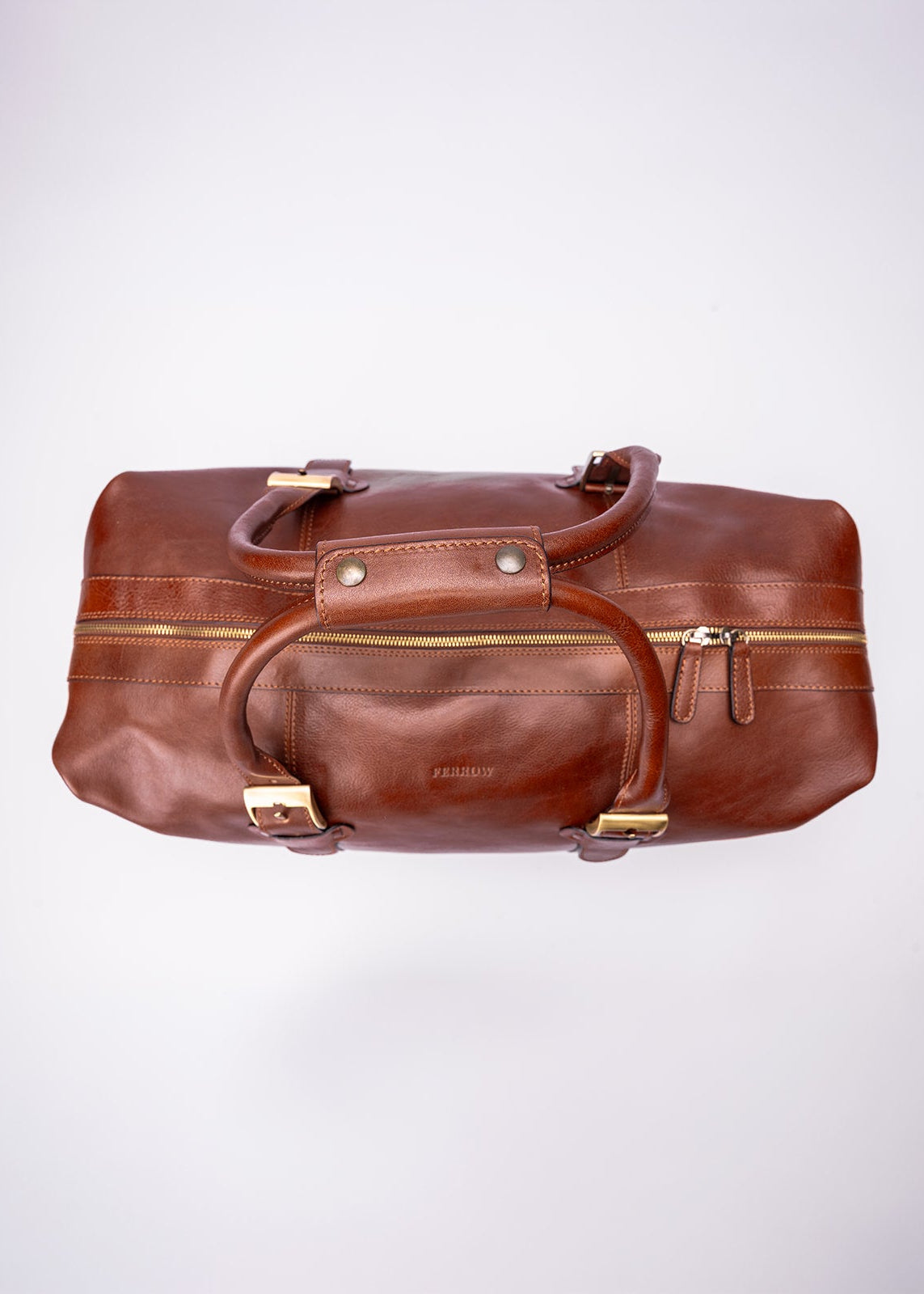 FERROW travel bag brown full-grain calfskin