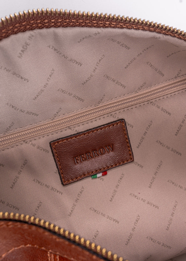FERROW travel bag brown full-grain calfskin