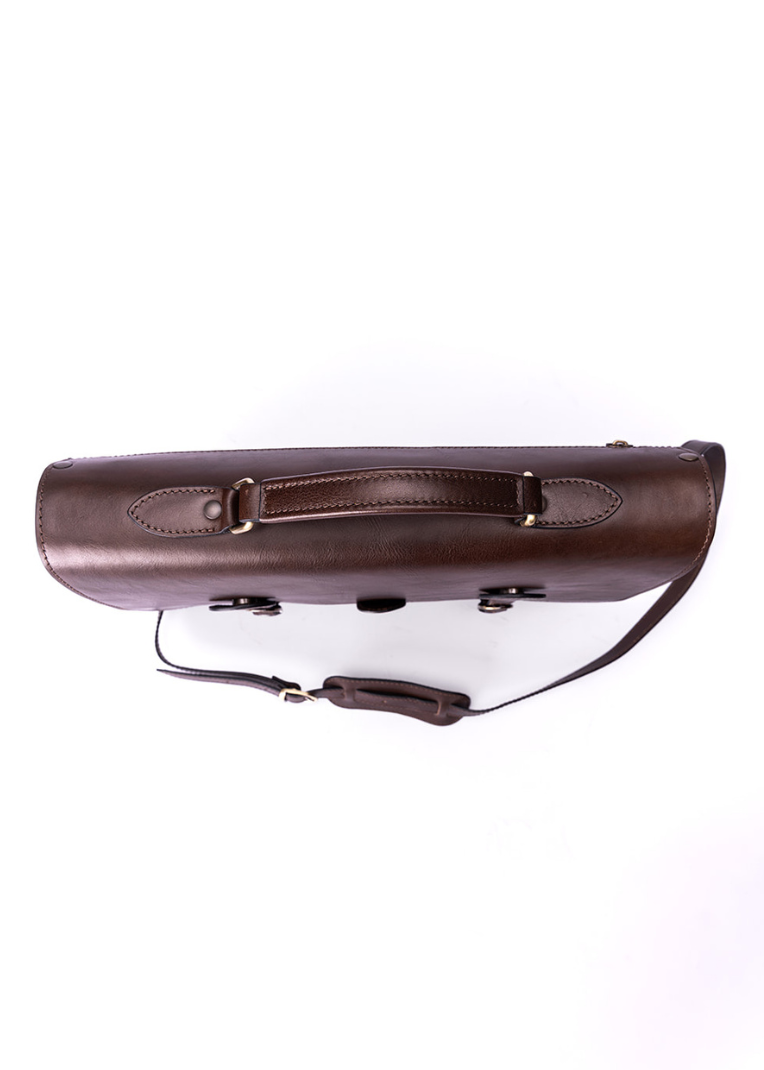 FERROW briefcase dark brown full-grain calfskin leather