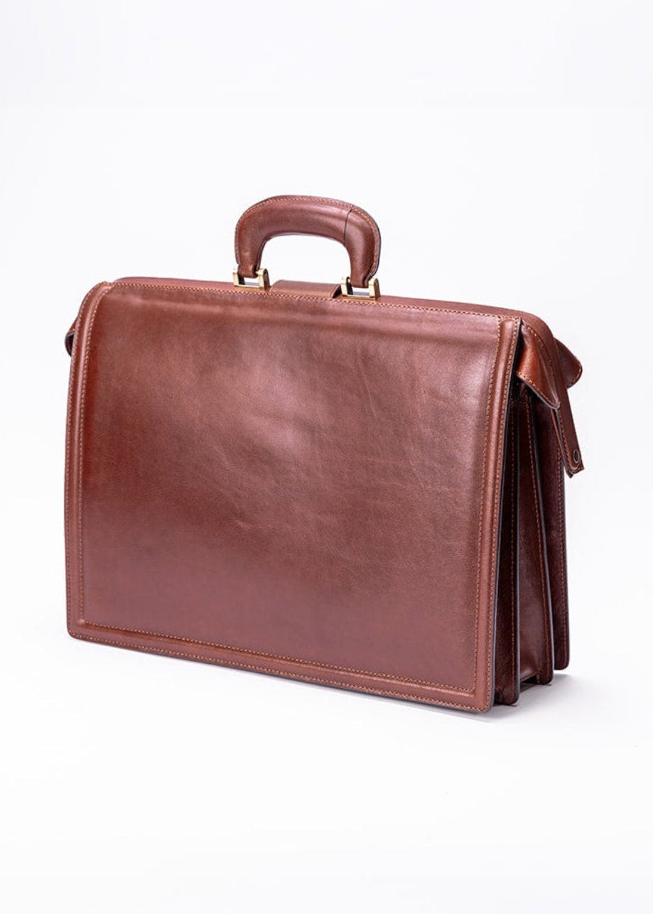 FERROW briefcase brown full-grain leather