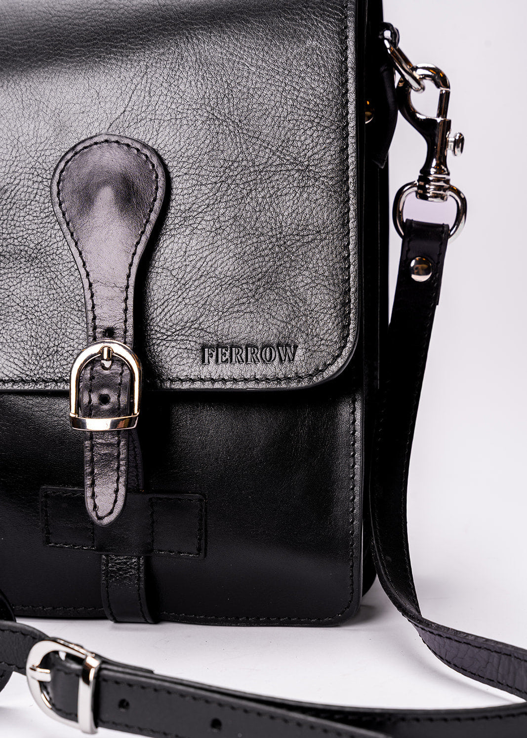 FERROW briefcase black full-grain calfskin leather