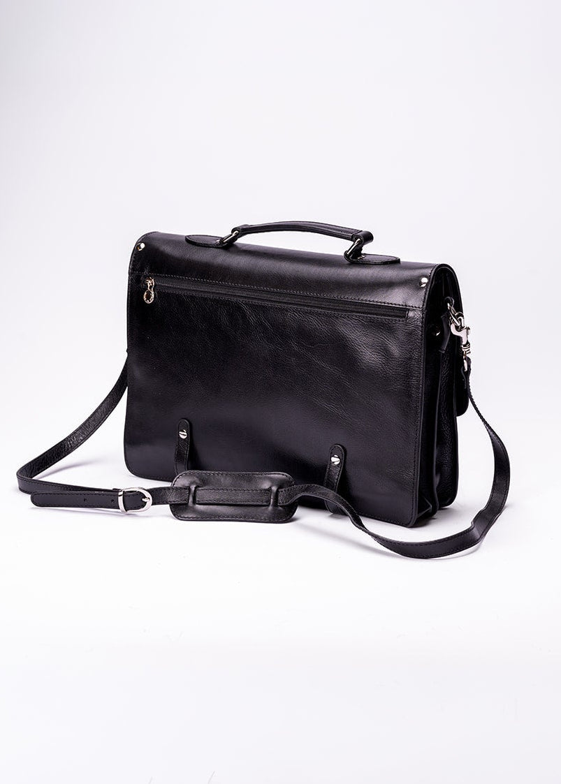 FERROW briefcase black full-grain calfskin leather