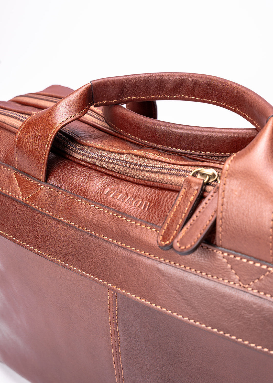 FERROW briefcase brown full-grain calfskin