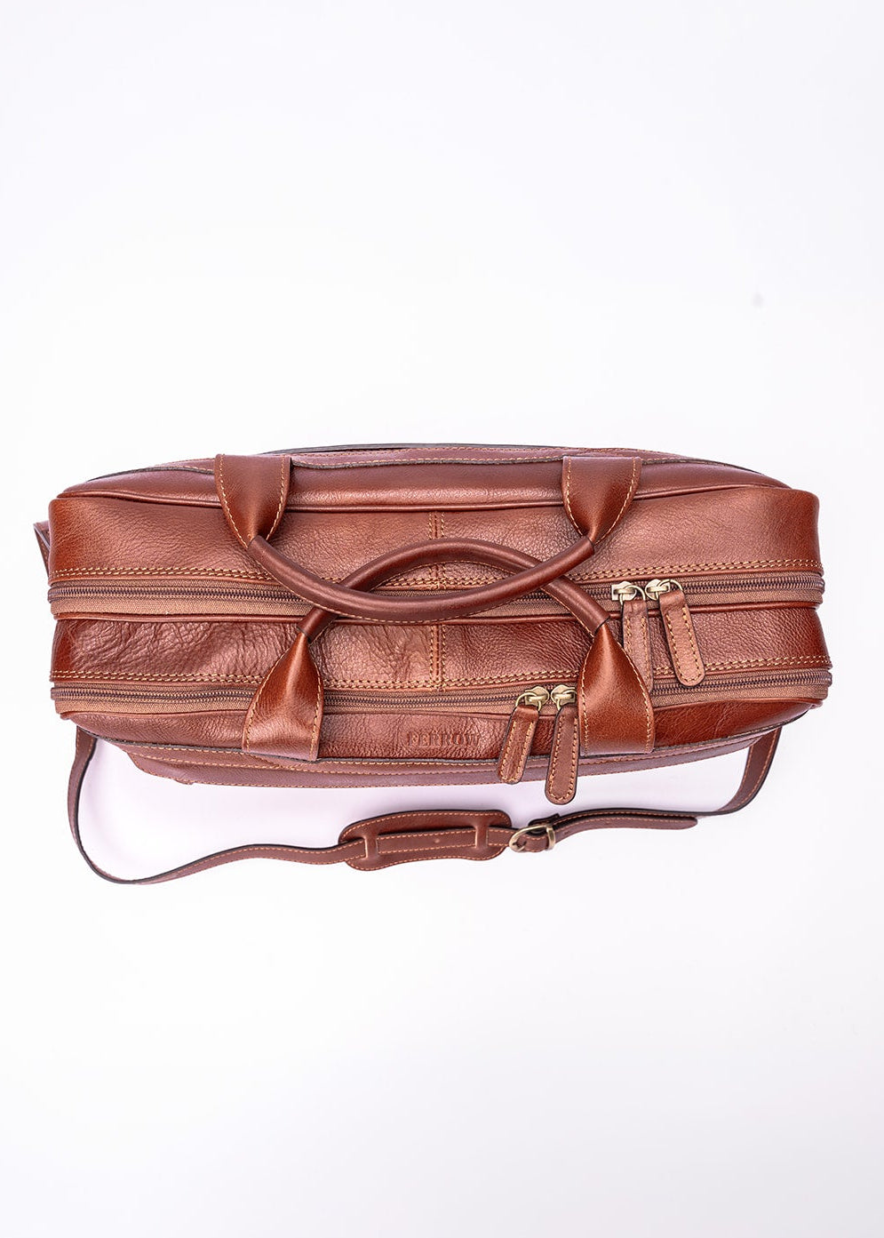 FERROW briefcase brown full-grain calfskin