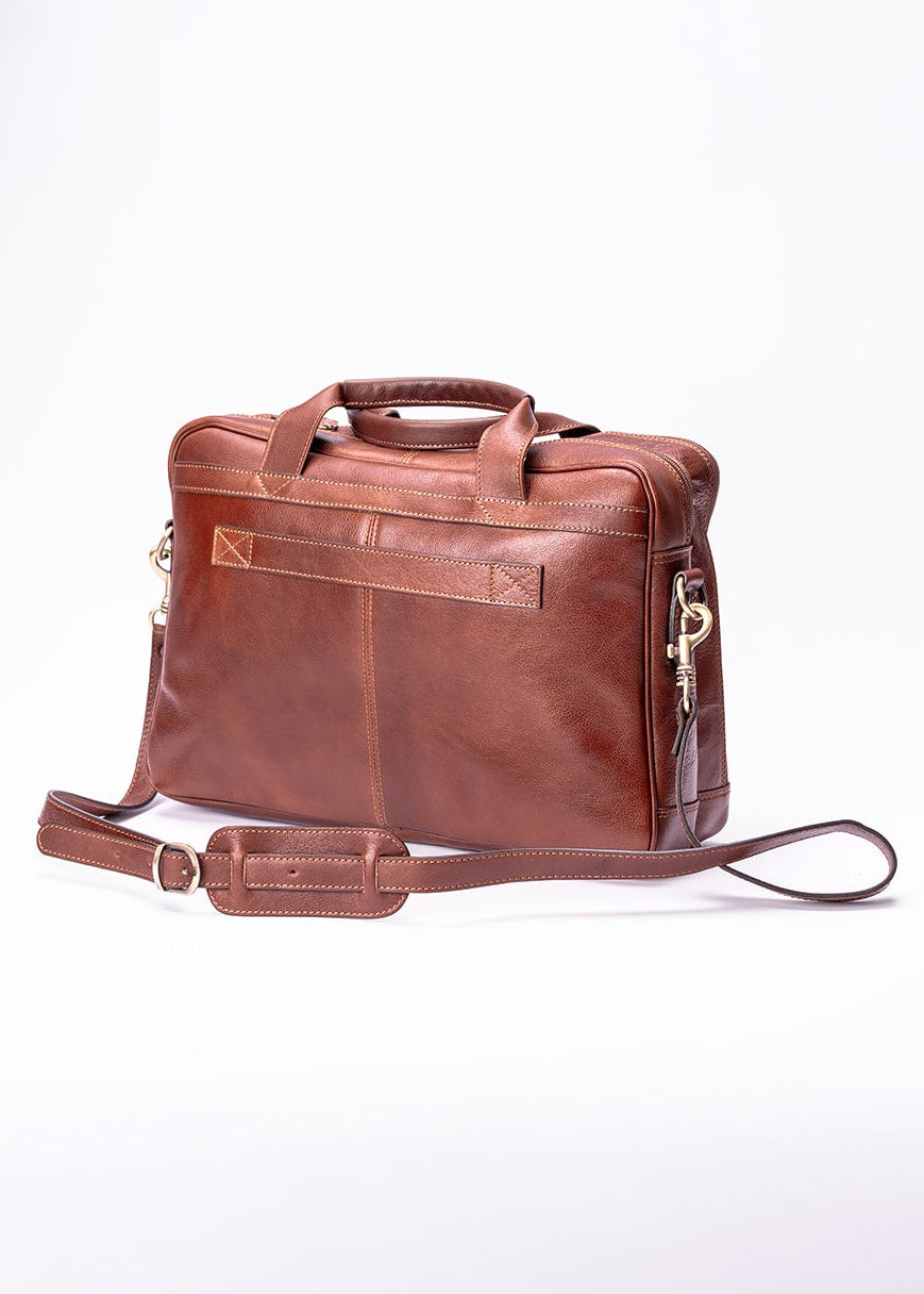 FERROW briefcase brown full-grain calfskin