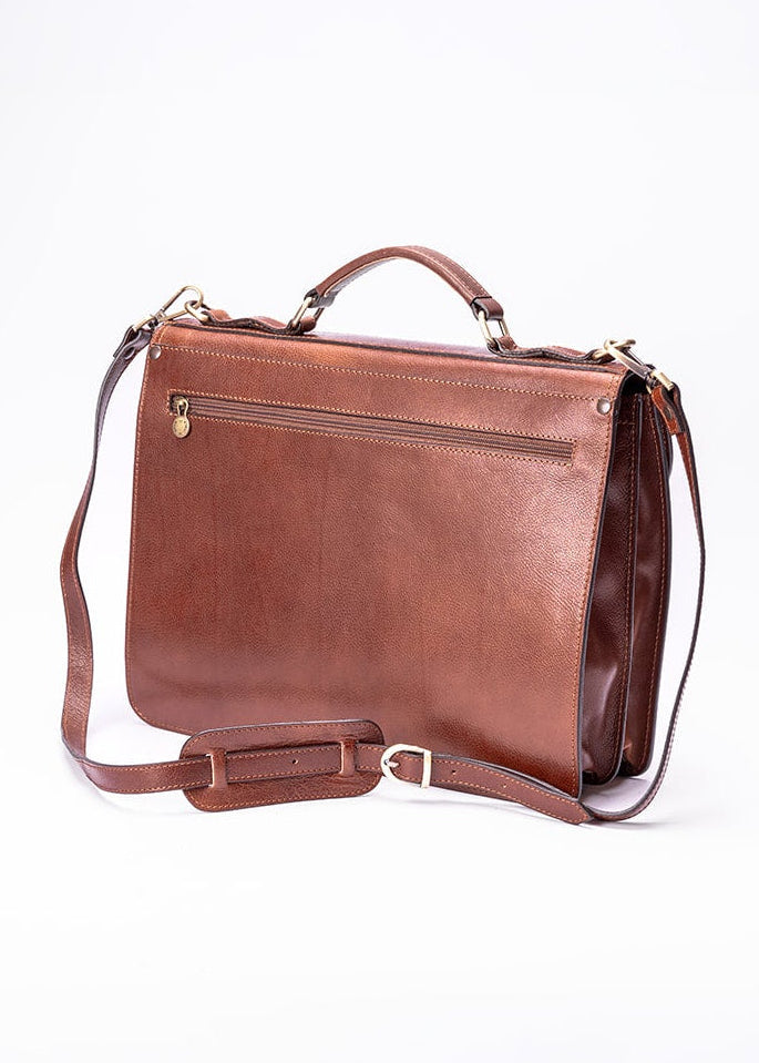 FERROW briefcase brown full-grain leather