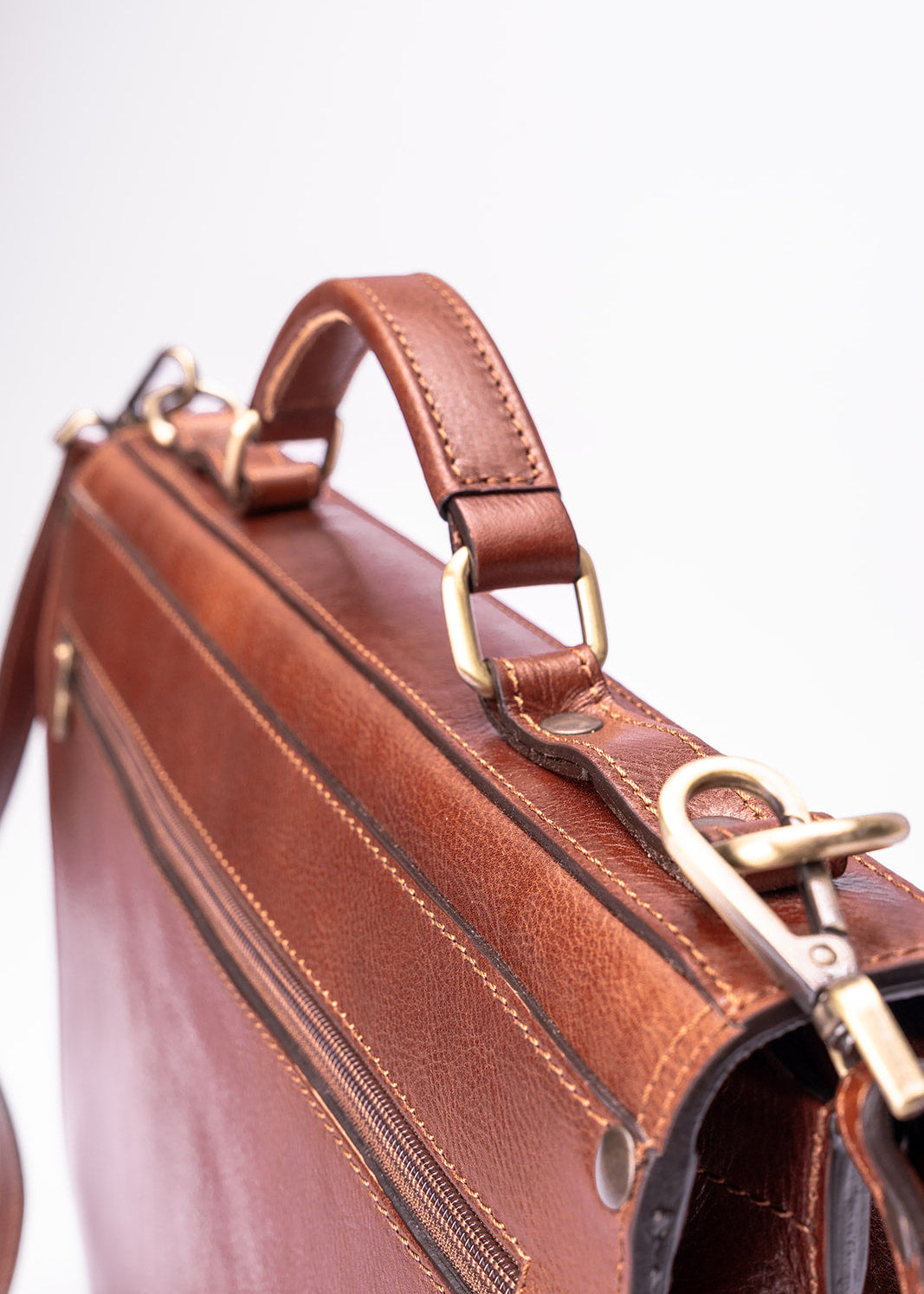 FERROW briefcase brown full-grain leather