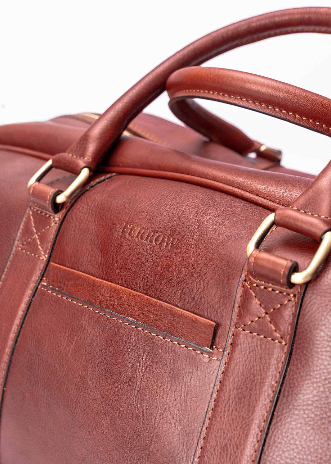 FERROW travel bag brown full-grain calfskin