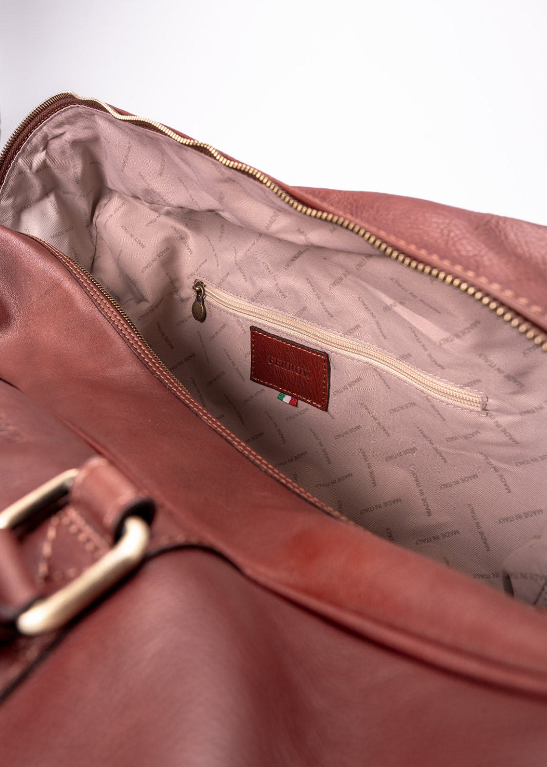 FERROW travel bag brown full-grain calfskin