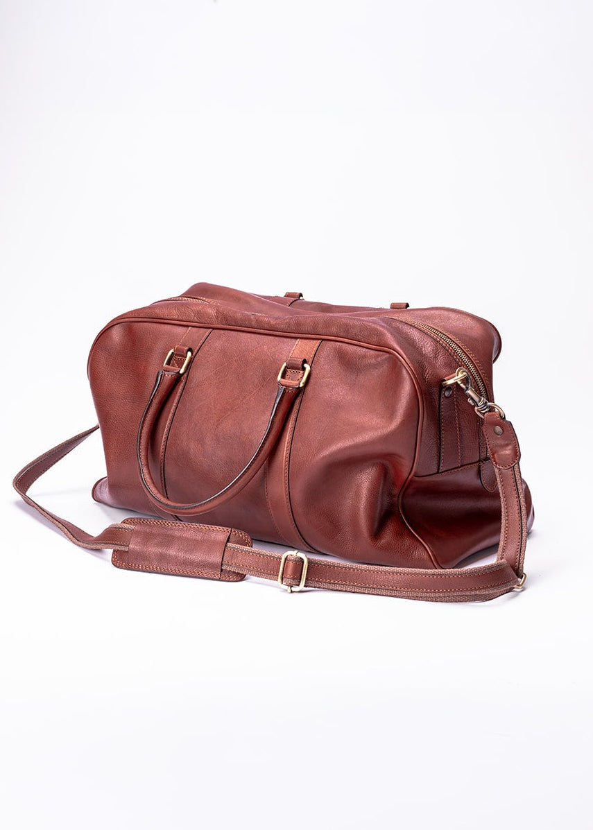 FERROW travel bag brown full-grain calfskin