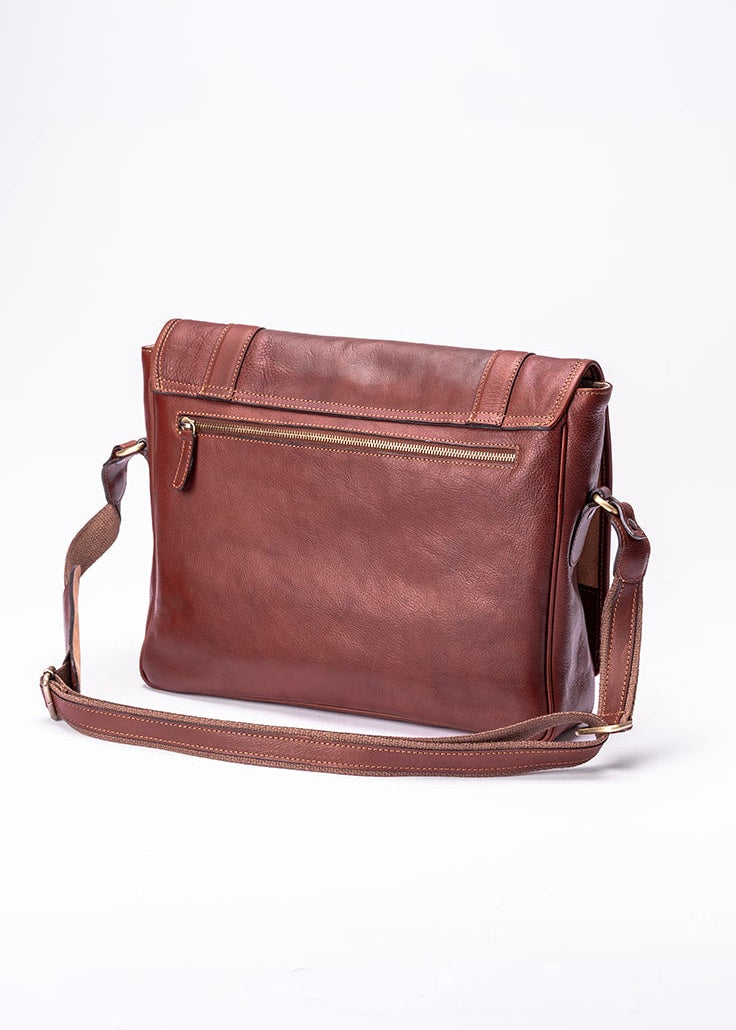 FERROW messenger bag brown full-grain calfskin
