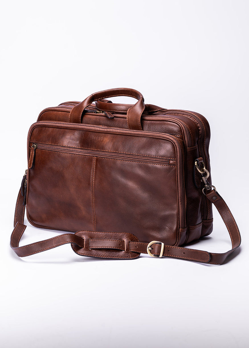 FERROW briefcase chestnut full-grain leather
