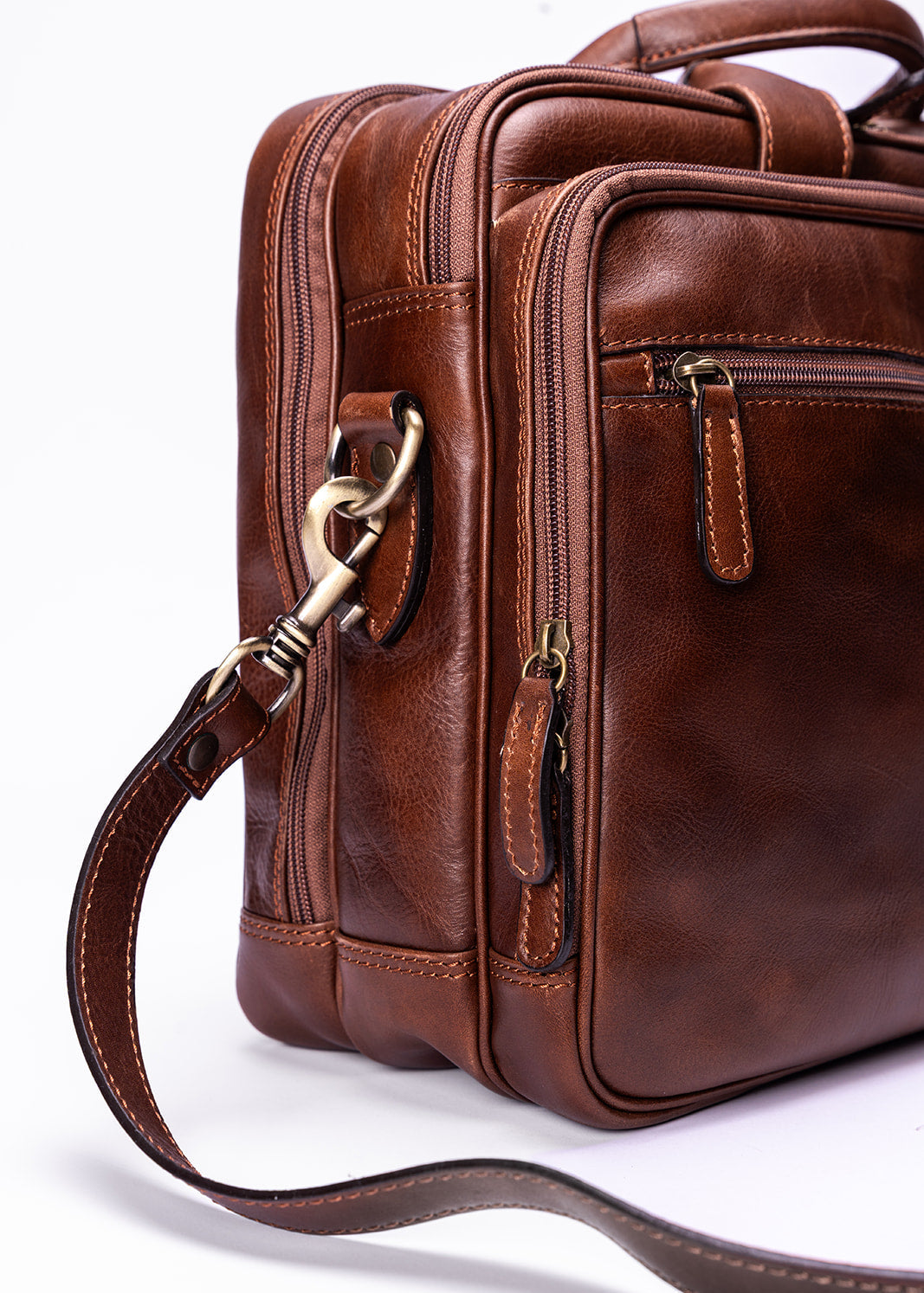 FERROW briefcase chestnut full-grain leather