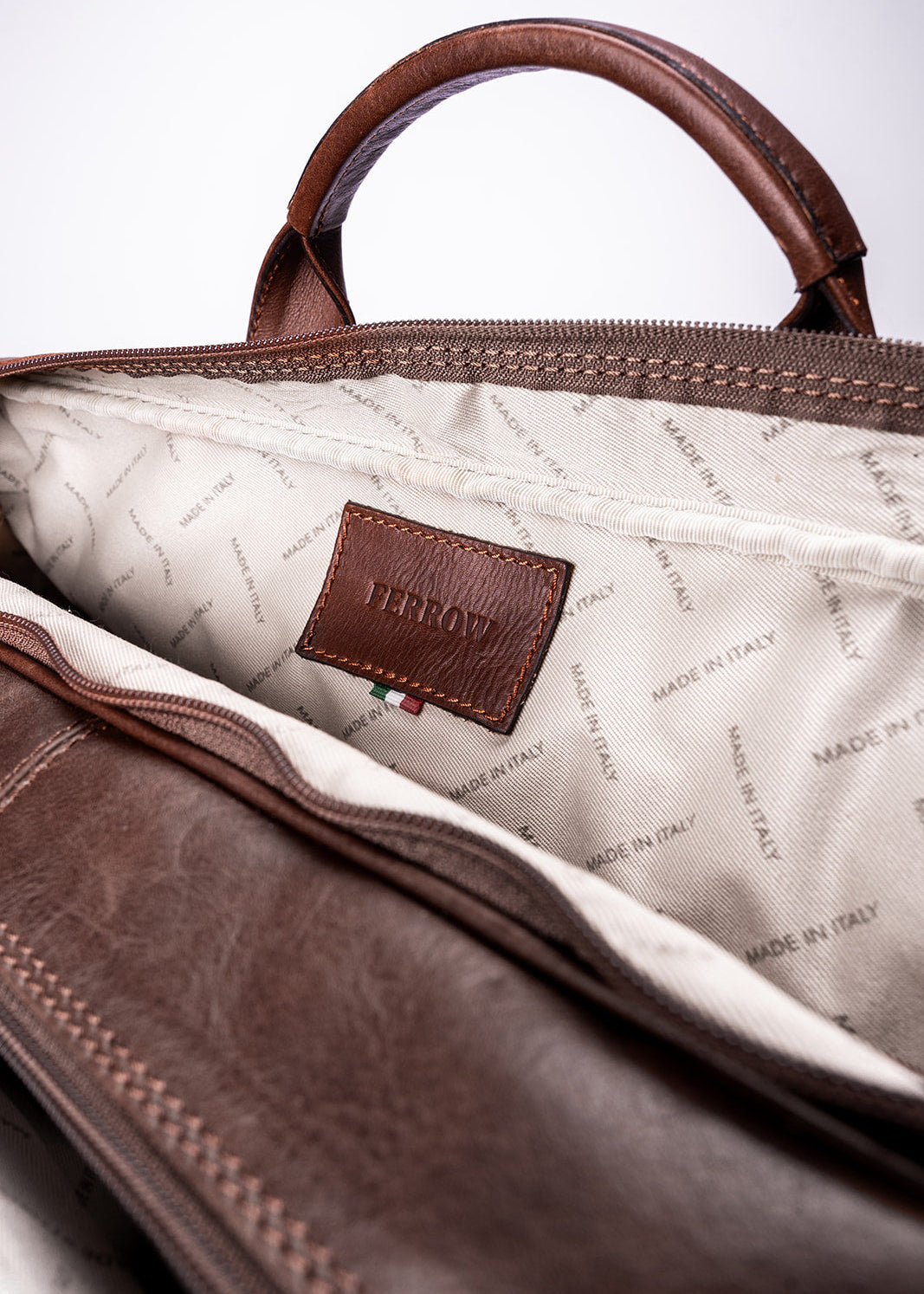 FERROW briefcase chestnut full-grain leather