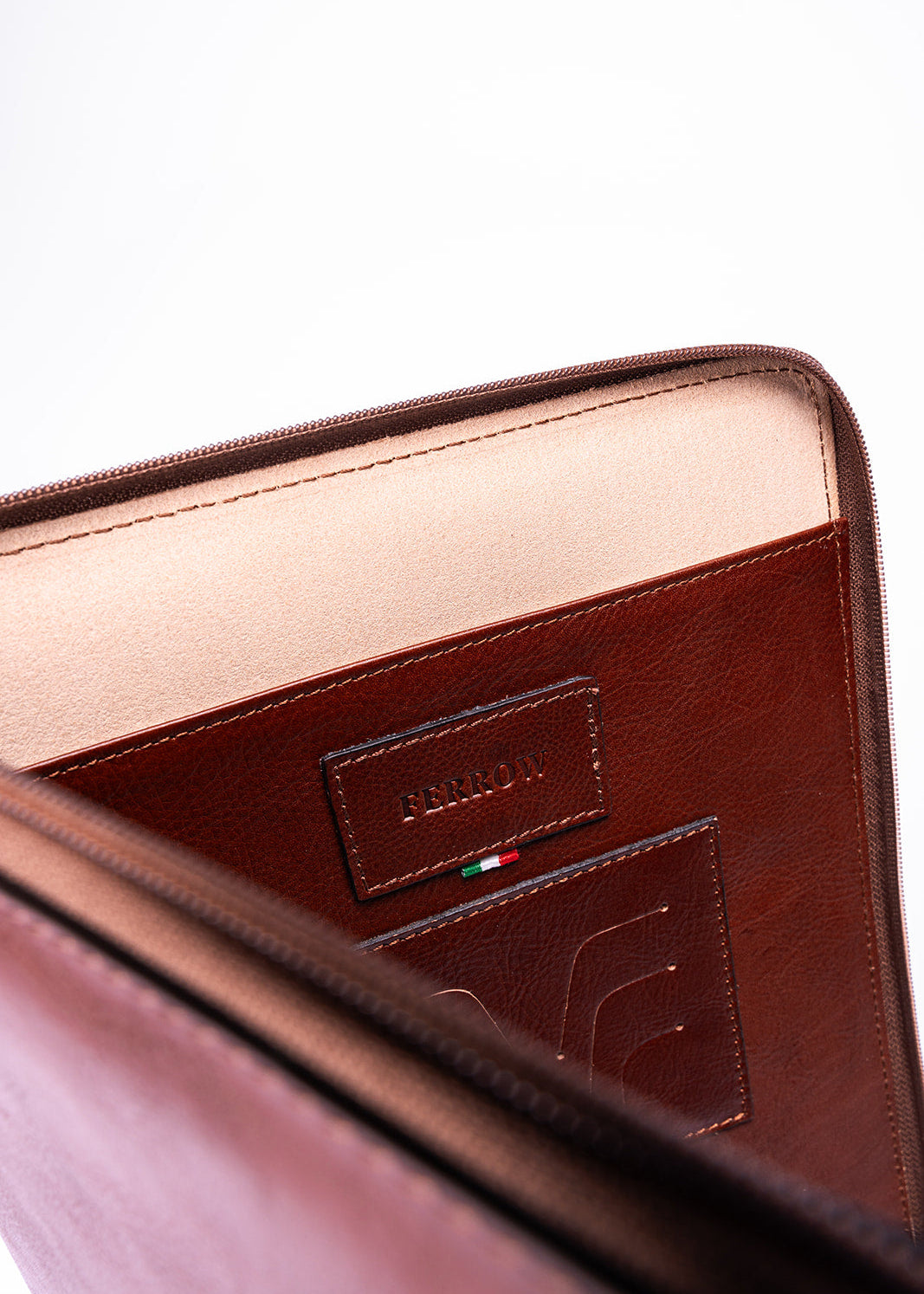 FERROW folio brown full-grain calfskin