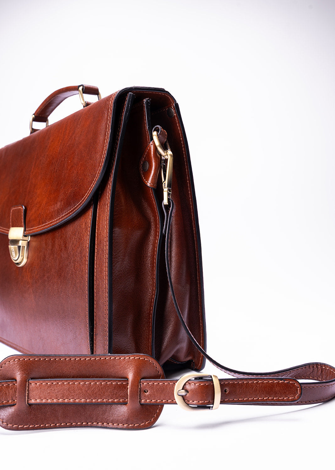 FERROW briefcase brown full-grain leather