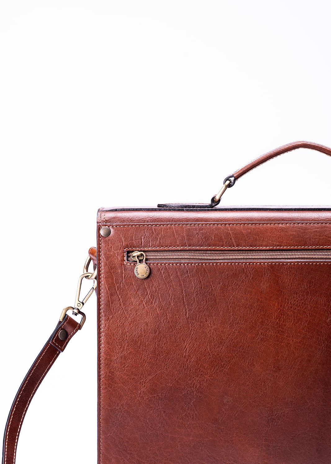 FERROW briefcase brown full-grain leather