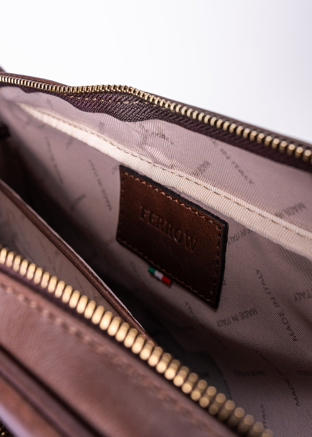 FERROW messenger bag dark brown full-grain calfskin