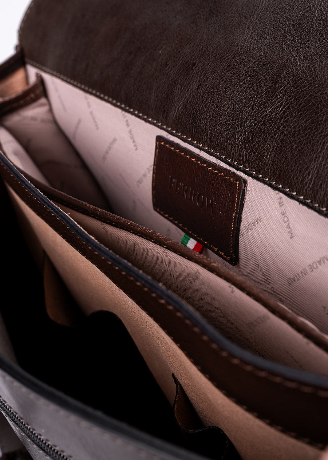 FERROW briefcase dark brown full-grain calfskin leather