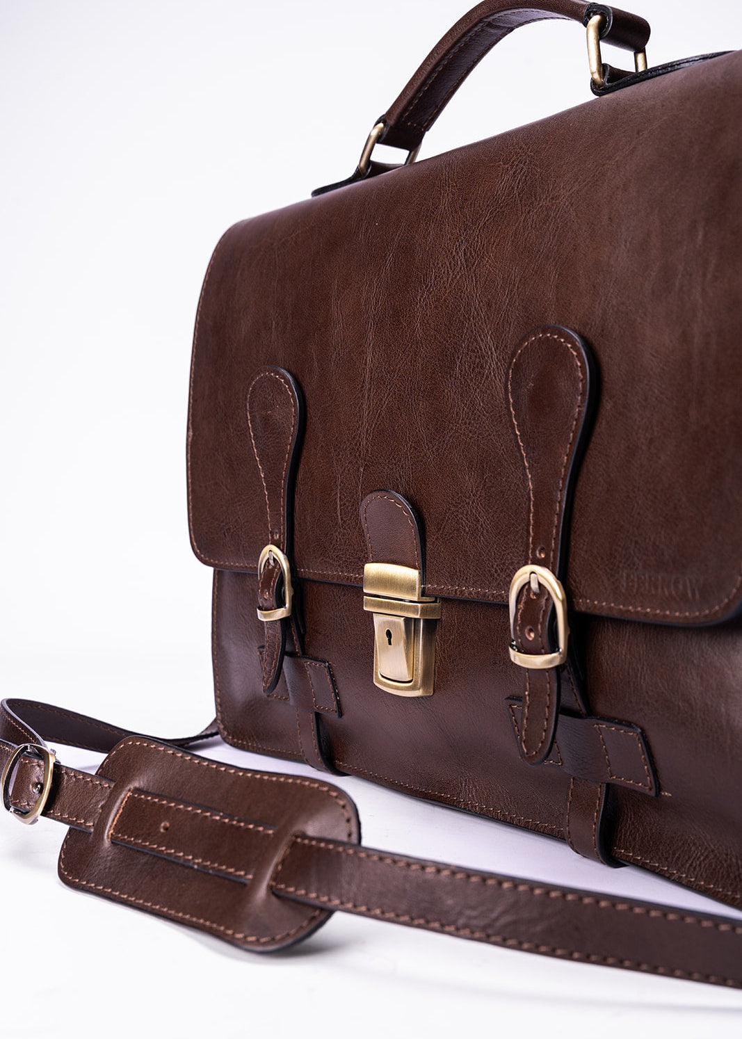 FERROW briefcase dark brown full-grain calfskin leather