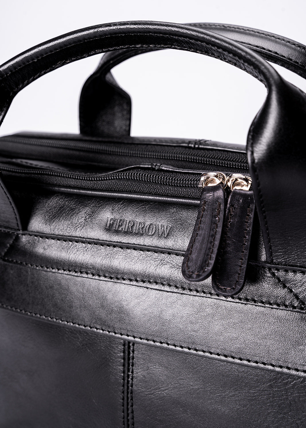 FERROW briefcase black full-grain calfskin