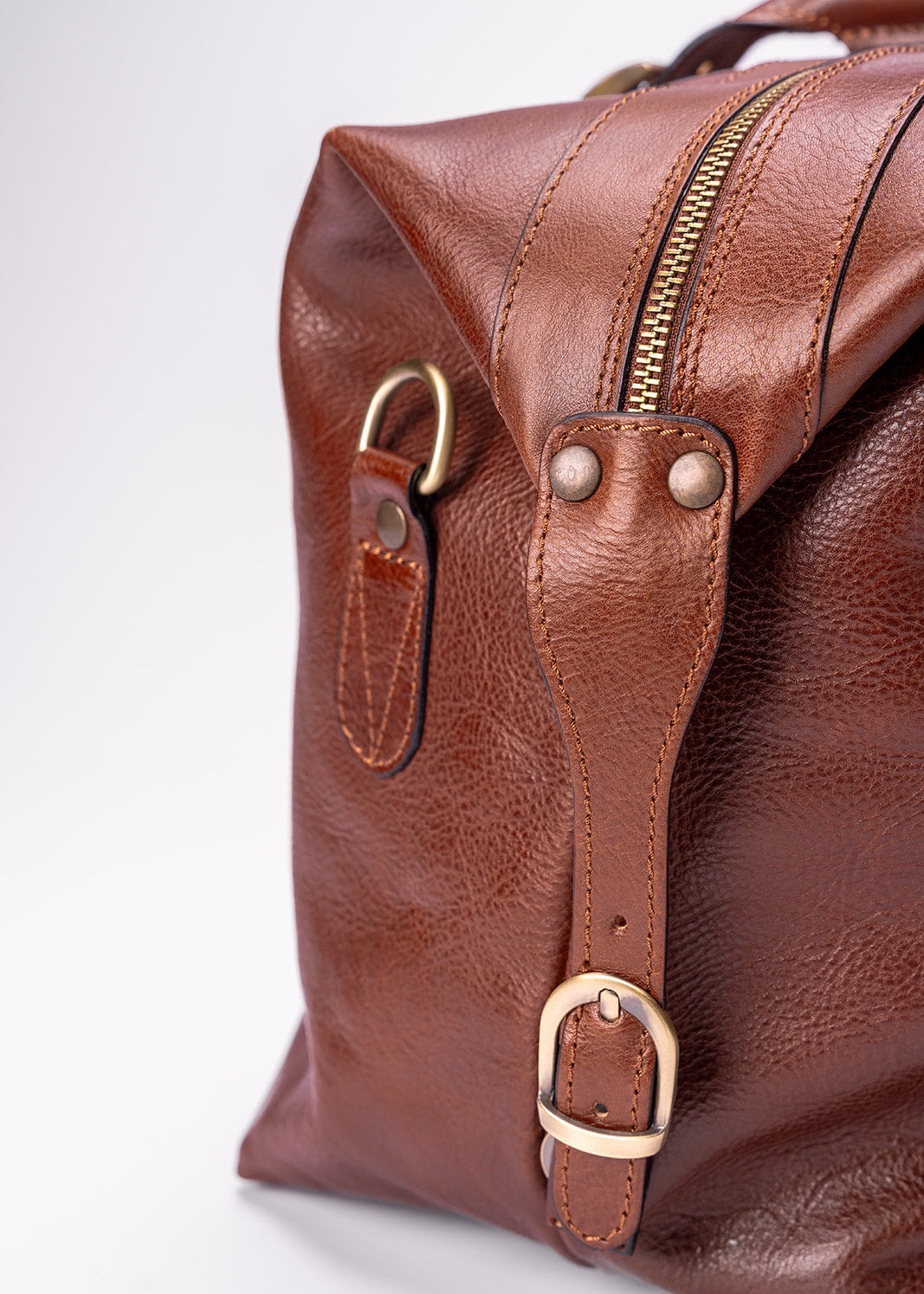 FERROW travel bag brown full-grain calfskin