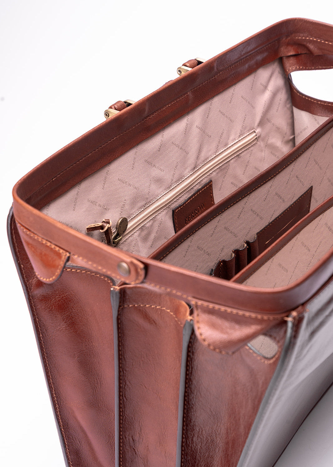 FERROW briefcase brown full-grain leather