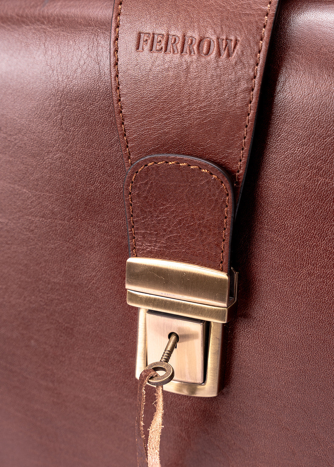 FERROW briefcase brown full-grain leather