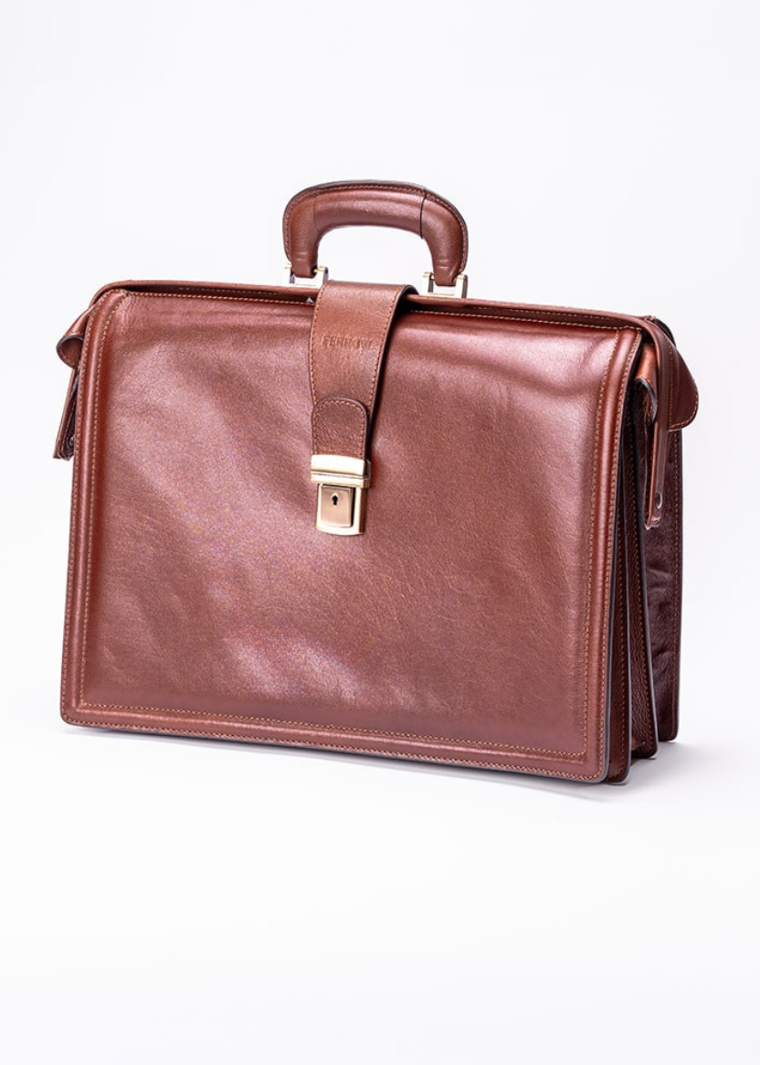 FERROW briefcase brown full-grain leather
